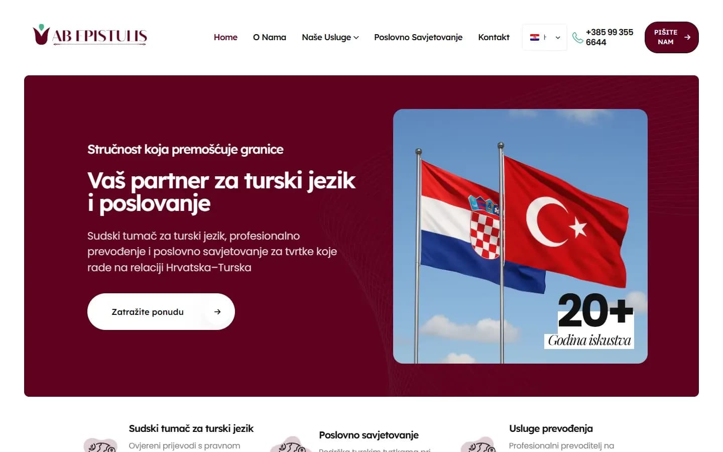 AB Epistulis d.o.o.: web stranica (desktop)